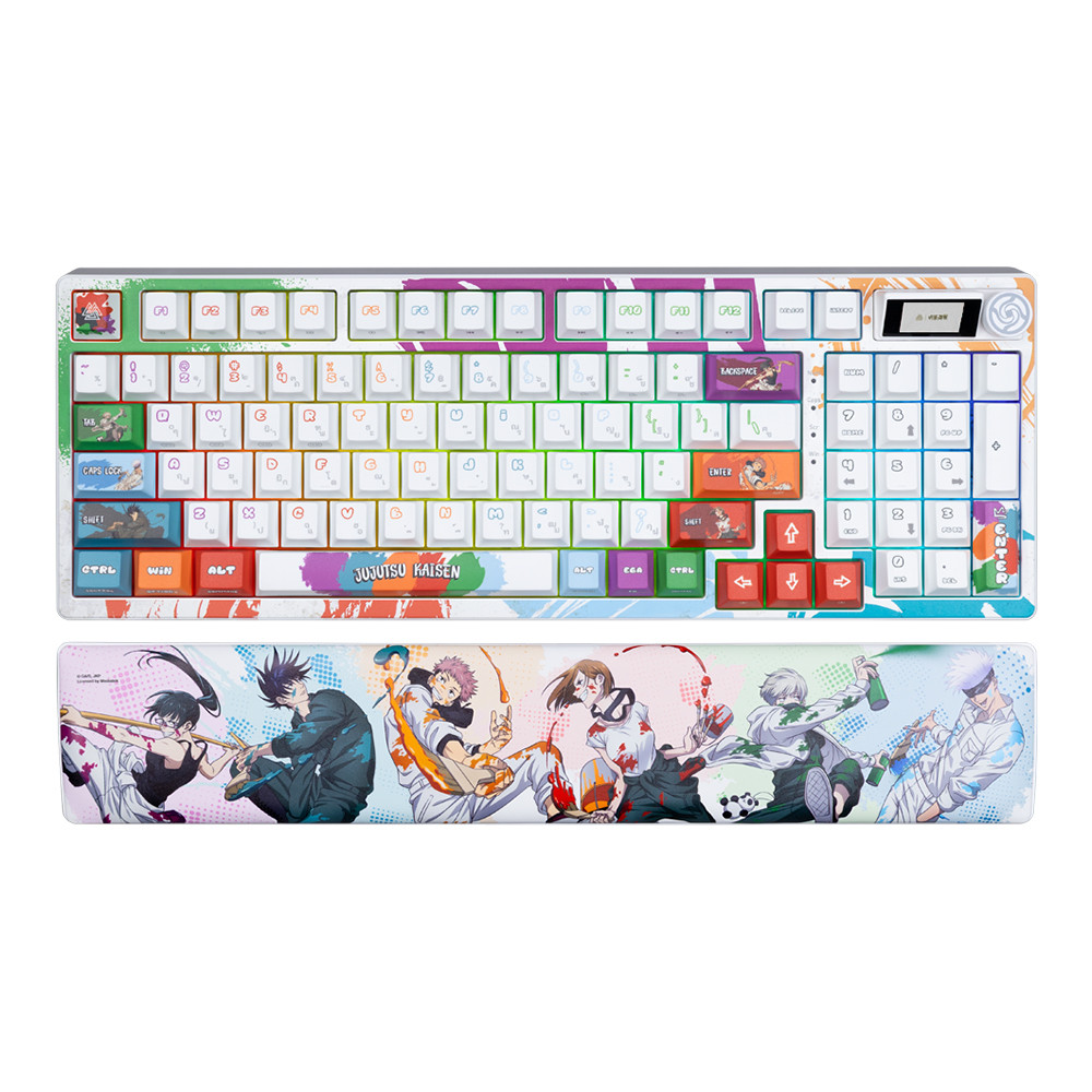 WIRELESS KEYBOARD (คีย์บอร์ดไร้สาย) EGA X JJK K1 WHITE LIMITED EDITION - KTT LINEAR SWITCH RGB EN/TH