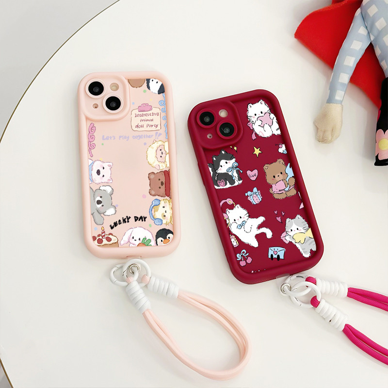 เคสสำหรับ Samsung Galaxy A33 5G A34 5G A53 5G A54 5G A23 A32 เคสโทรศัพท์สัตว์น่ารักสายคล้องสามสีซิลิโคนกันกระแทก ราคา ถูกที่สุด ดีลบีเคเค แกลเลอรีภาพที่ 5