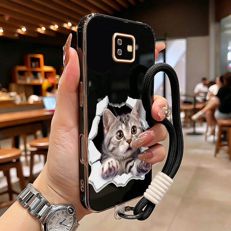 SAMSUNG HPเคสโทรศัพท์สําหรับSamsung Galaxy J6 Plus 2018 J6 Prime 2018 J4 4G J2 4GกรณีCat Photo Caseจ