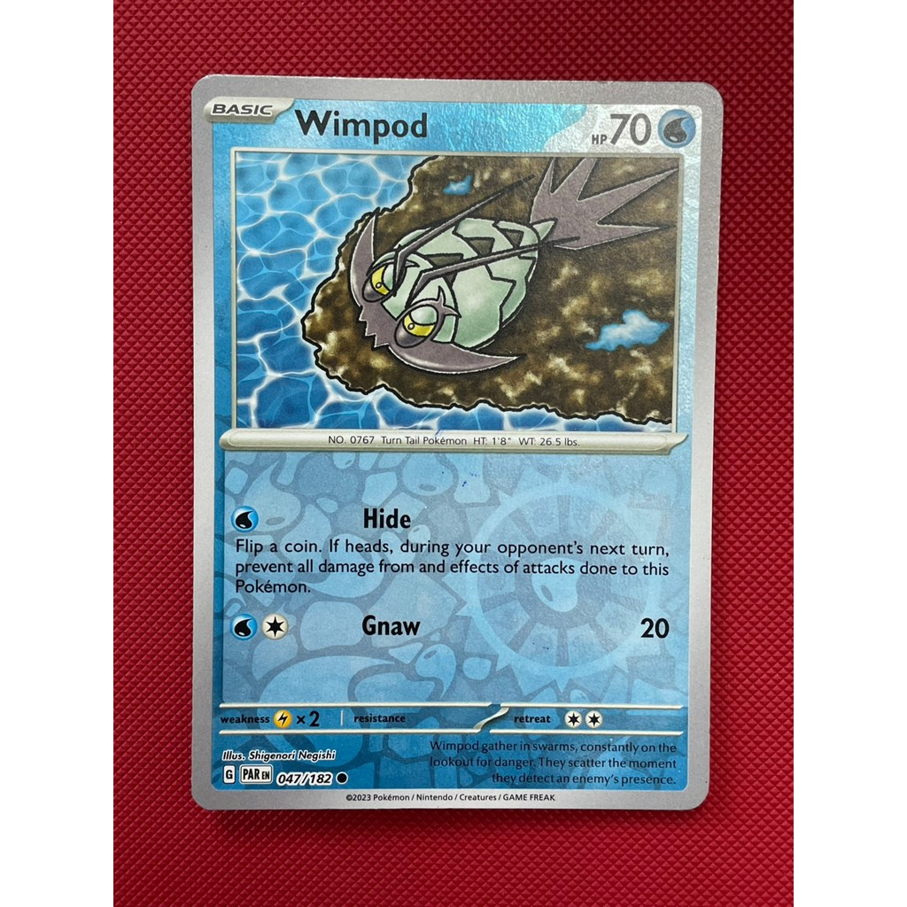 การ์ดโปเกม่อน Pokemon Wimpod PAR 047/182 Reverse Holo ของแท้ ภาษาอังกฤษ