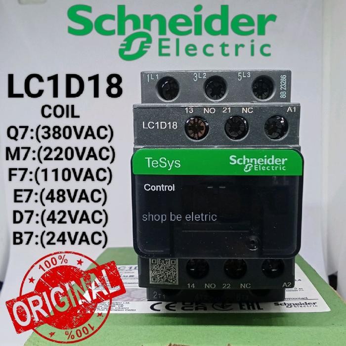 Schneider LC1D18M7 / lc1d18m7 220v 3p lc1d18 m7 schneider คอนแทคเตอร์เดิม