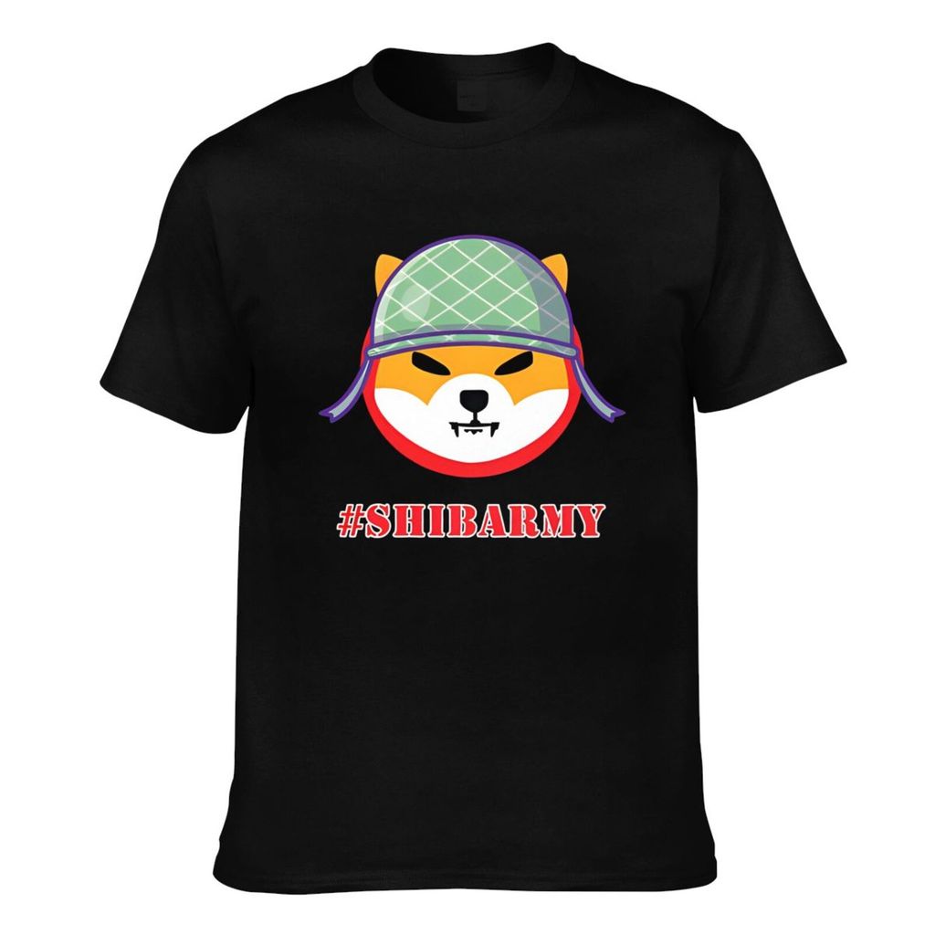 การพิมพ์แบบกําหนดเอง Shiba Inu Shibarmy Coin Token Crypto Mens Tee