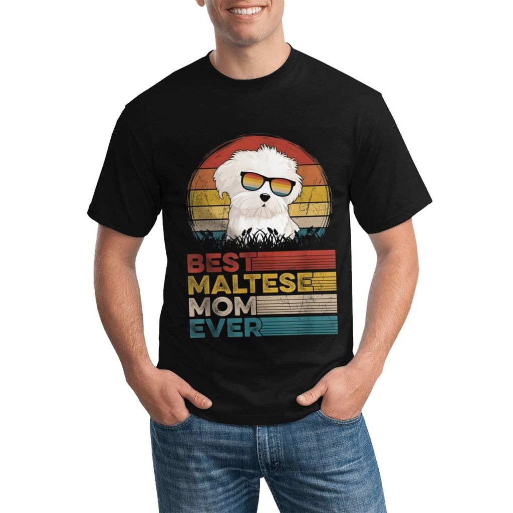 Dog Vintage Best Mealtese Mom Ever Mothers Day For Dog Mom Casual Fashion Custom Round Neck Top For 