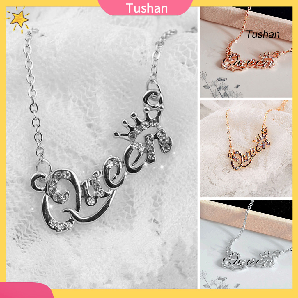 [TS]Shining Rhinestone Charming Girls Necklace Luxury Queen Crown Chain Necklace Jewelry Accessories