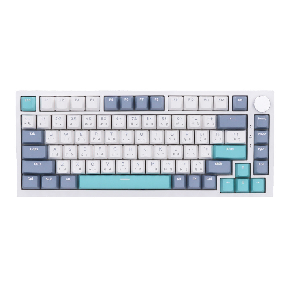 WIRELESS KEYBOARD (คีย์บอร์ดไร้สาย) AJAZZ AK75PRO (GREEN SPOT) (SKY BLUE SWITCH RGB EN/TH) ,