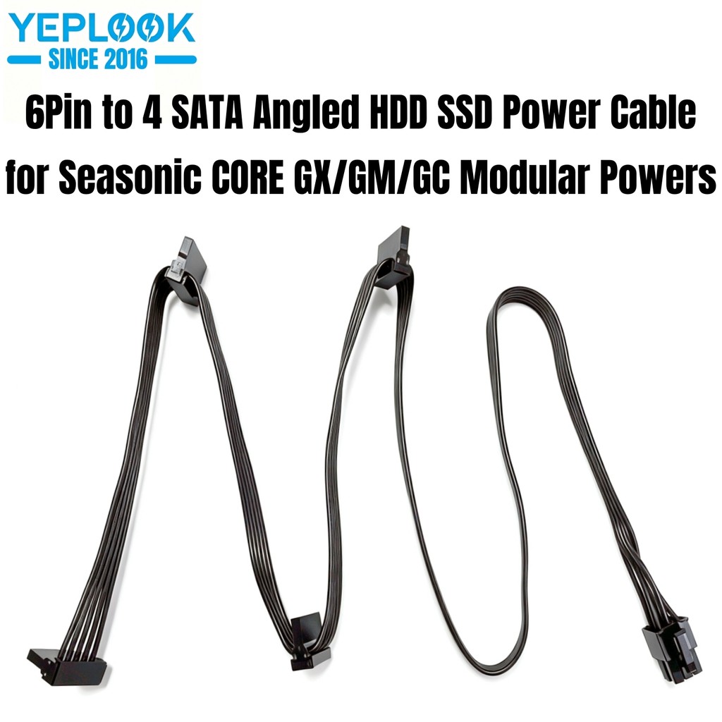 6Pin to 4x SATA สายไฟมุมขวาสําหรับ Seasonic CORE 650W, 550W, 500W GC/GM/GX Series Modular Power, 18A