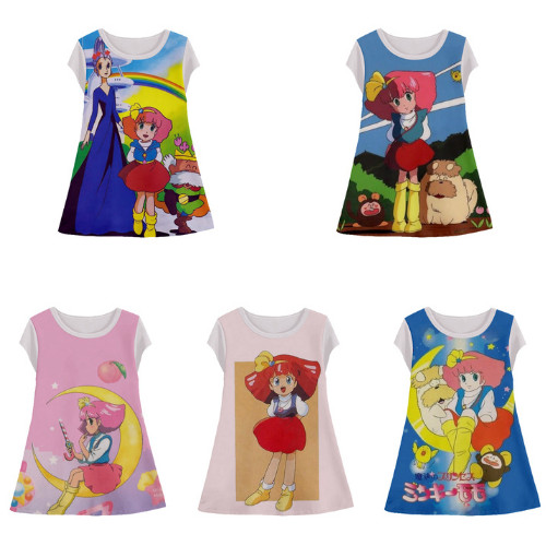 Minky Momo Tunic 3D Halfprint Dress for Girls with Anime Cartoon Motif อายุ 1-12 ปี - Sarana 3D