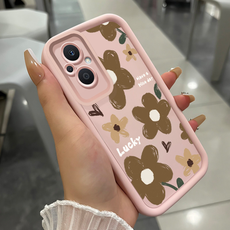 เคสสำหรับ OPPO Reno 7Z 5G 8Z 5G 7 Lite 5G 8 Lite 5G เคสโทรศัพท์ดอกไม้สามสีซิลิโคนกันกระแทก