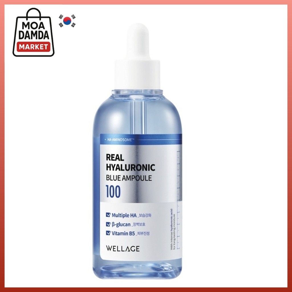 WELLAGE Real Hyaluronic Blue 100 Ampoule 60ml /Wellage Real Hyaluronic Toner 200ml/ Mask Pack 5P