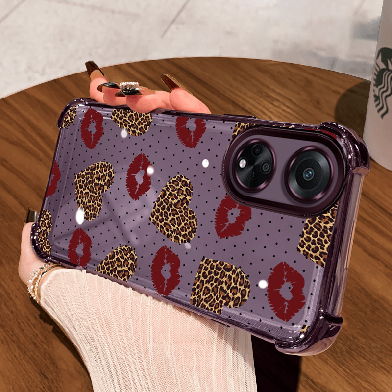 MERAH ปลอก Hp สําหรับ OPPO A98 5G A1 5G F23 5G กรณี Kiss Red Leopard Shock-Proof Cesing ถุงลมนิรภัย 