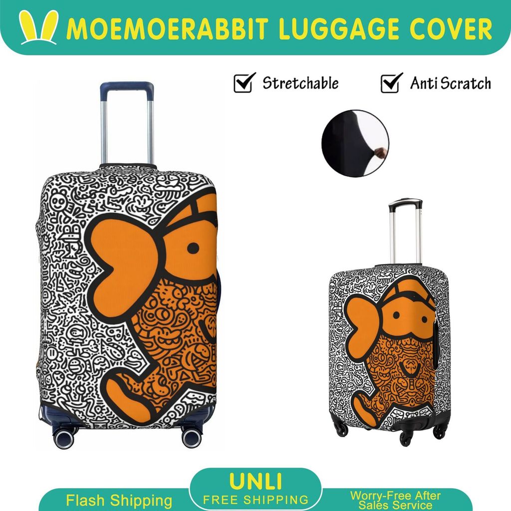 ศิลปิน Mr Doodle ผ้าคลุมกระเป๋าเดินทาง ผ้าสแปนเด็กซ์ แบบยืดหยุ่น ยืดหยุ่น ป้องกันรอยขีดข่วน Luggage 