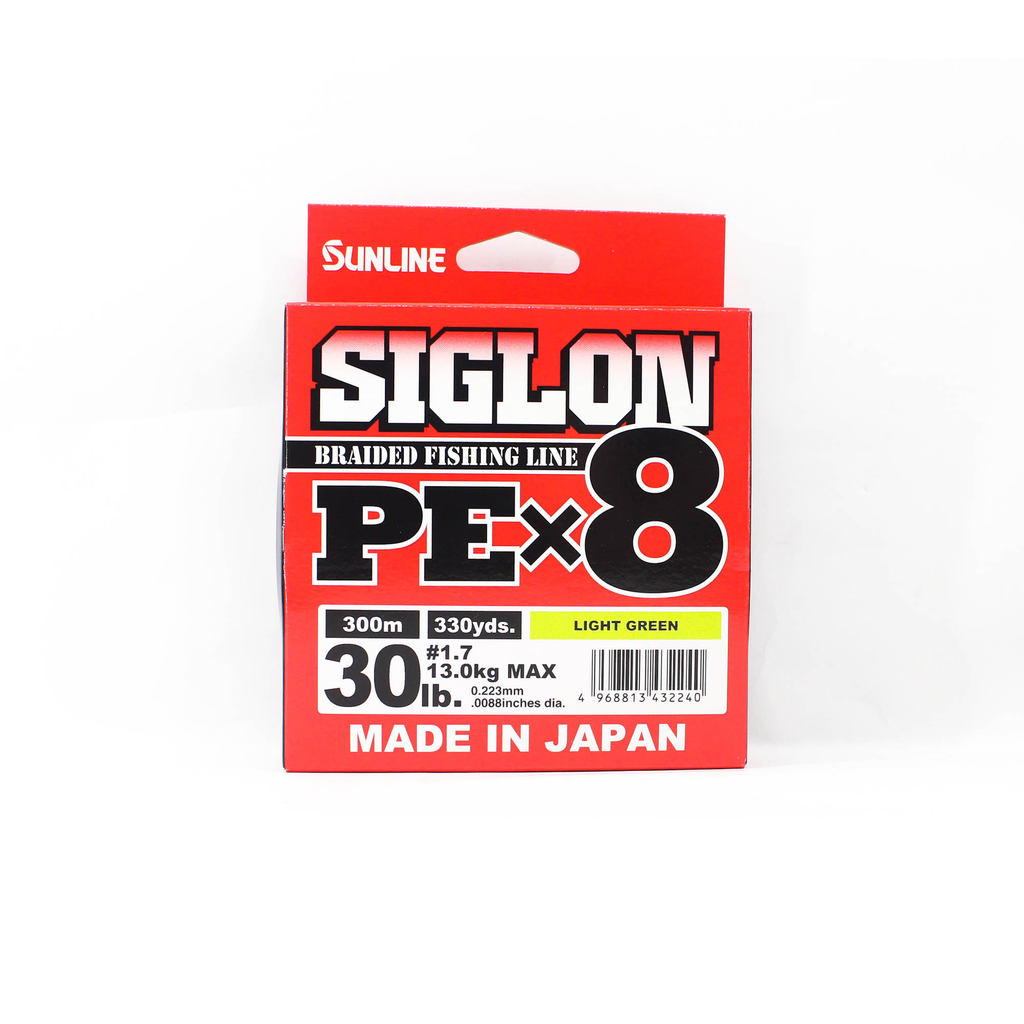 Sunline PE Line X8 Siglon 300M PE 1.7 30LB สีเขียวมะนาว (2240)