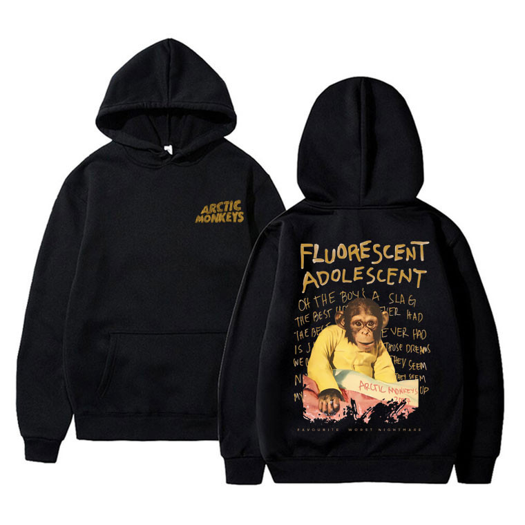 เสื้อฮู้ดแขนยาว Arctic Monkeys Flourescent Adolescent Graphic Hoodie ชายผ้าฝ้ายเสื้อยืดขนาดใหญ่ M-3X