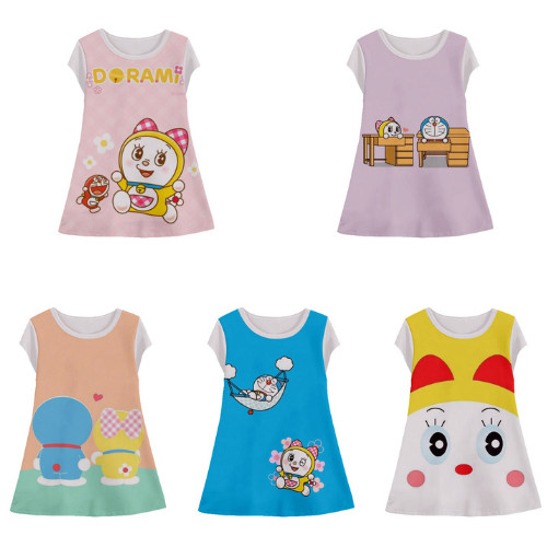 Dorami Doraemon Tunic 3D Halfprint Dress for Girls with Anime Motif อายุ 1-12 ปี - Sarana 3D