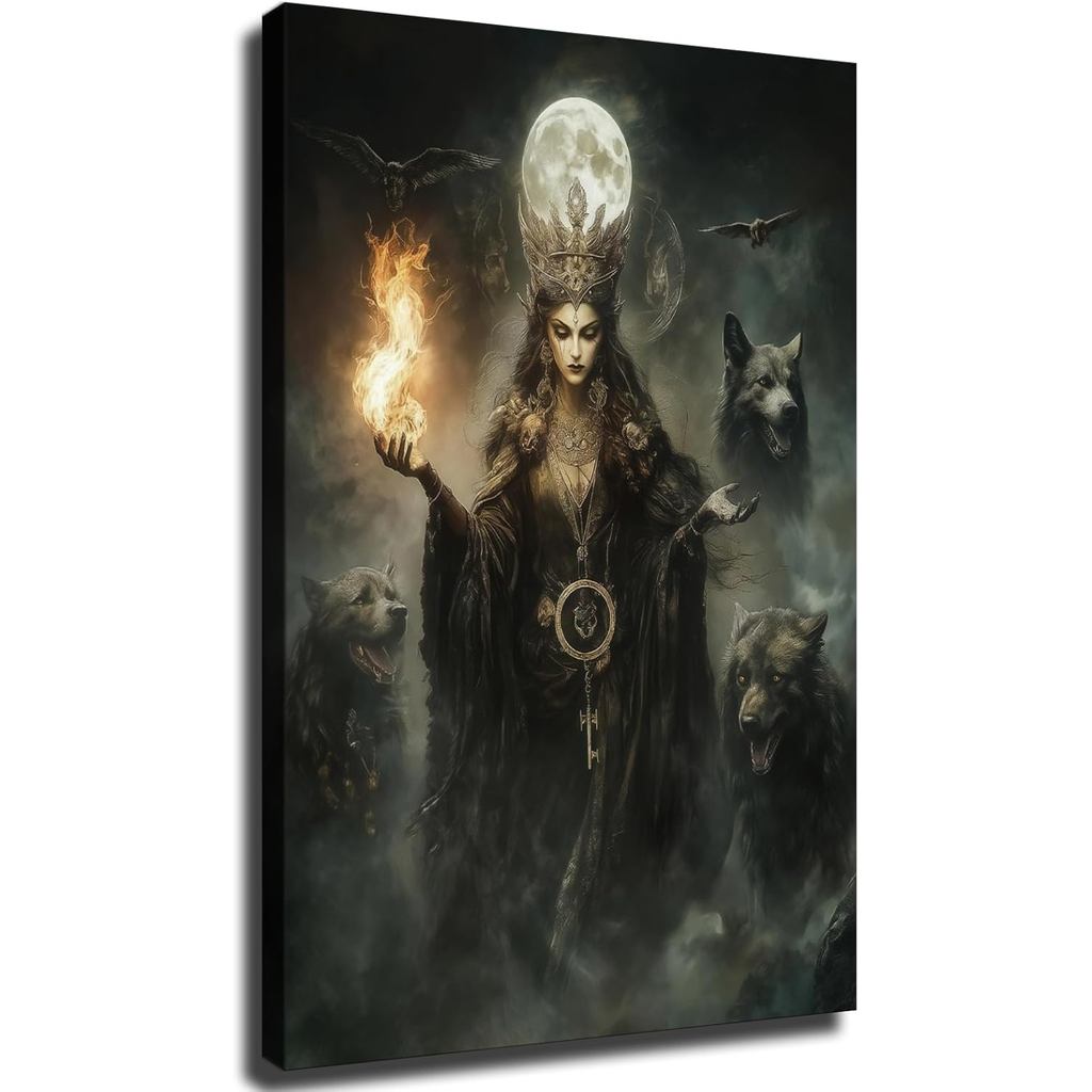 Hecate Goddess Wall Art, Pagan Goddess of Magic และ Witches Wall Decor, Dark Gothic Fantasy Art โปสเ