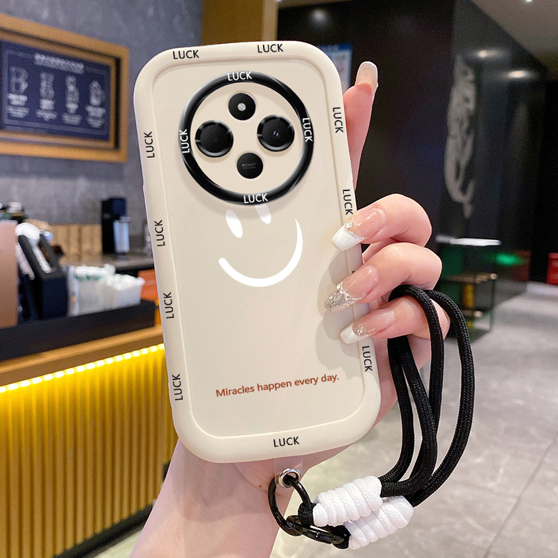 เคสสำหรับ Xiaomi Redmi 14C 5G A4 5G A14R 5G POCO C75 5G POCO M7 5G เคสโทรศัพท์รอยยิ้มกุทัณฑ์สายคล้องซิลิโคนกันกระแทก
