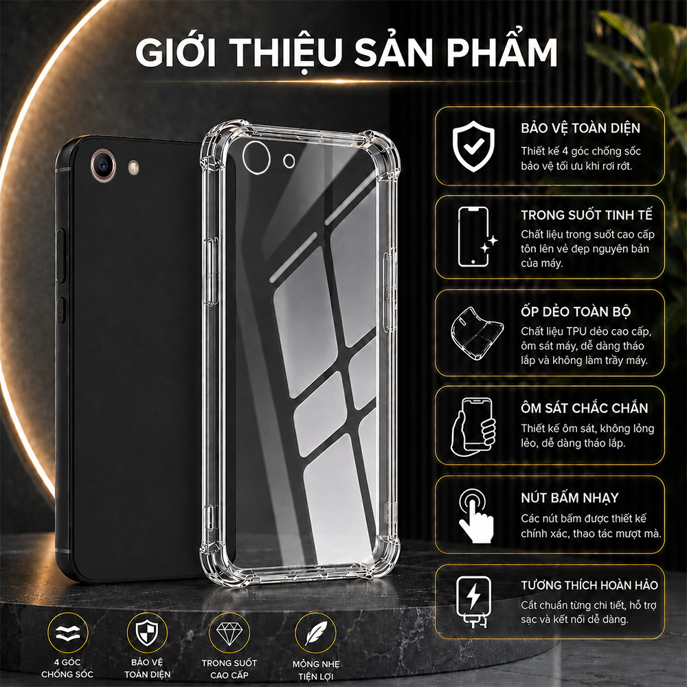 Oppo A83 เคสใส กันกระแทก tpu สีดําพื้นฐาน ปกป้องอุปกรณ์