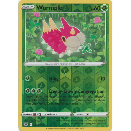 การ์ดโปเกมอน Wurmple - 006/196 - Common Reverse Holo