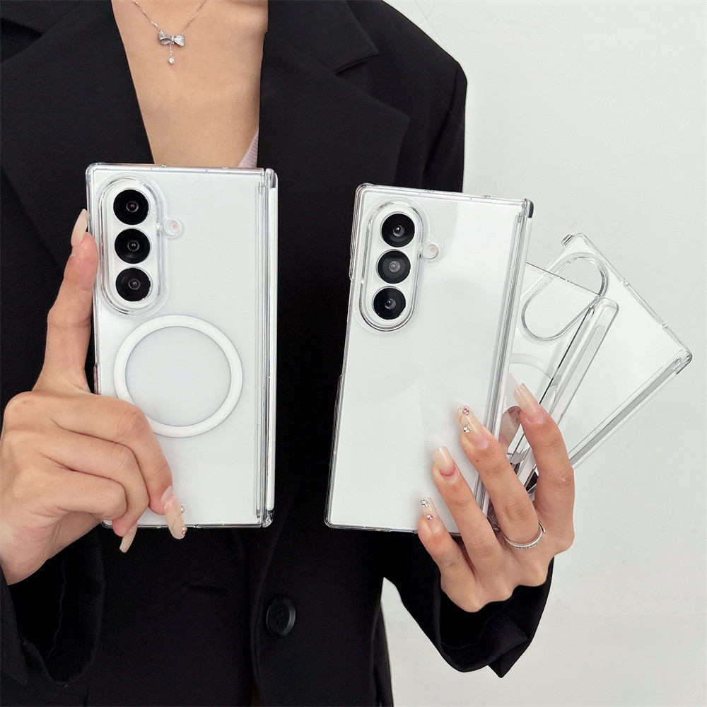 Clear โปร่งใส W/หรือ W/o Magnetic Hard Pc เคสโทรศัพท์สําหรับ Samsung Galaxy Z พับ 8 Ultra 7 6 5 4 5g