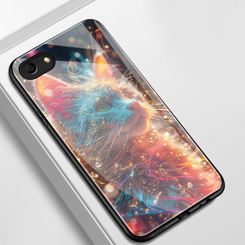 เคสสำหรับ OPPO A83 2018 A1 2018 เคสโทรศัพท์แมวเปลือกแก้วกันกระแทก