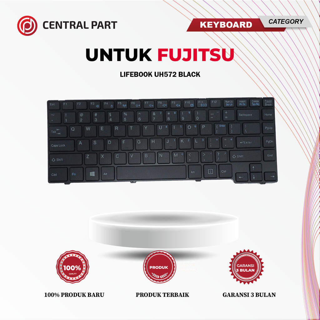 คีย์บอร์ดสําหรับ Fujitsu Lifebook UH572 สีดํา