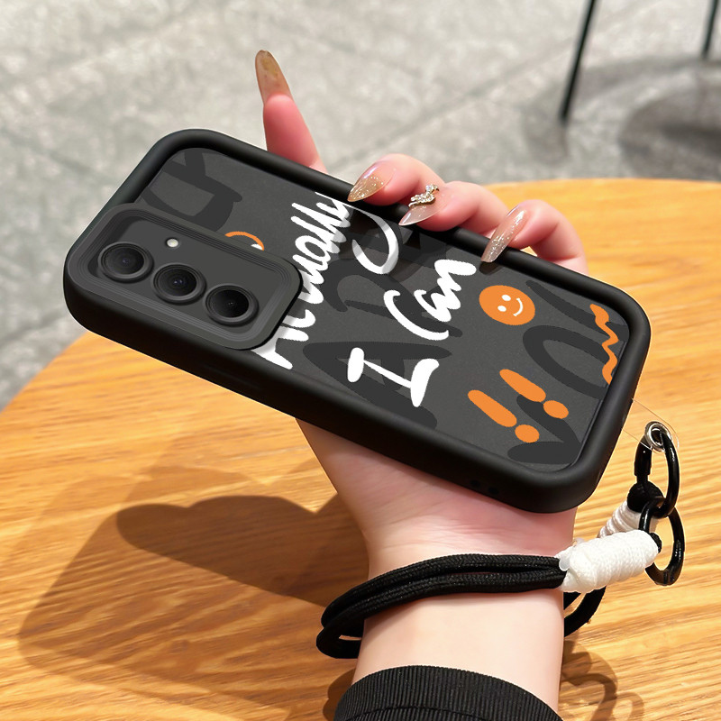 เคสสำหรับ Samsung A55 5G A35 5G เคสโทรศัพท์รอยยิ้มซิลิโคนสายคล้องกันกระแทก