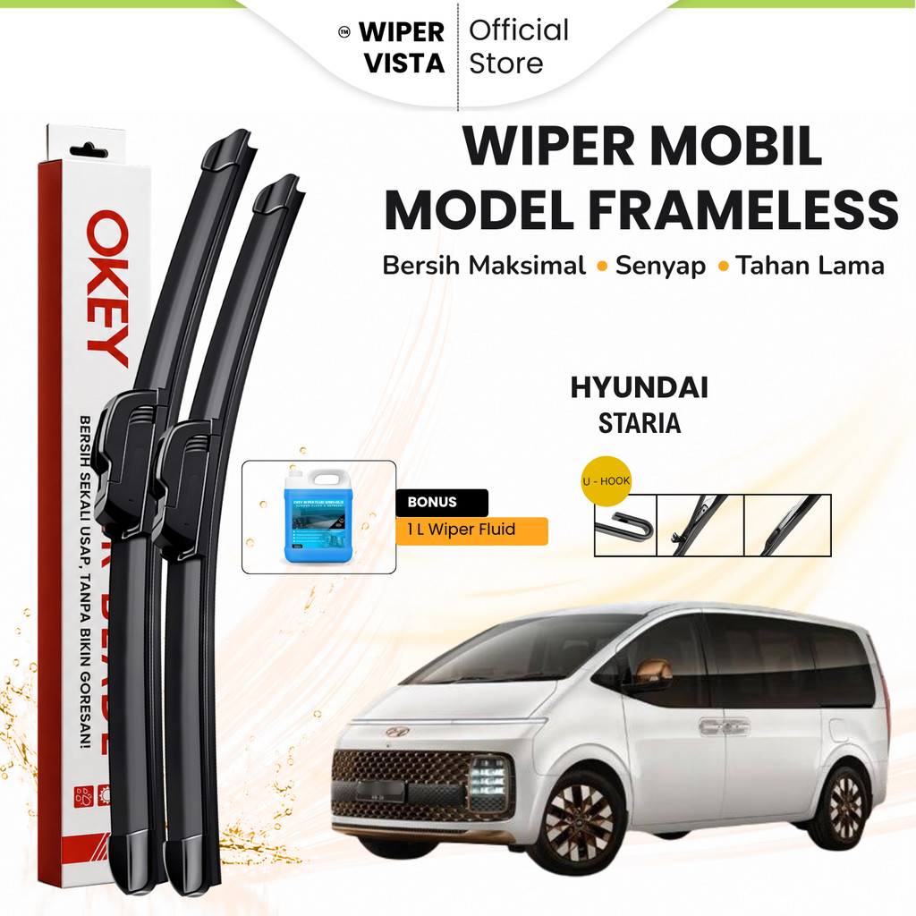 ที่ปัดน้ําฝนกระจกรถยนต์ Hyundai Staria Frameless ฟรีของเหลว