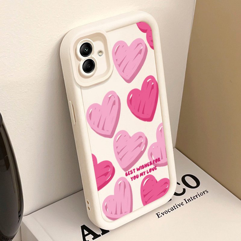 SAMSUNG HPเคสโทรศัพท์สําหรับSamsung Galaxy A06 4G A05 M05 F05 A05s F14 M14 น่ารักสีชมพูหัวใจกรณีY2Kค