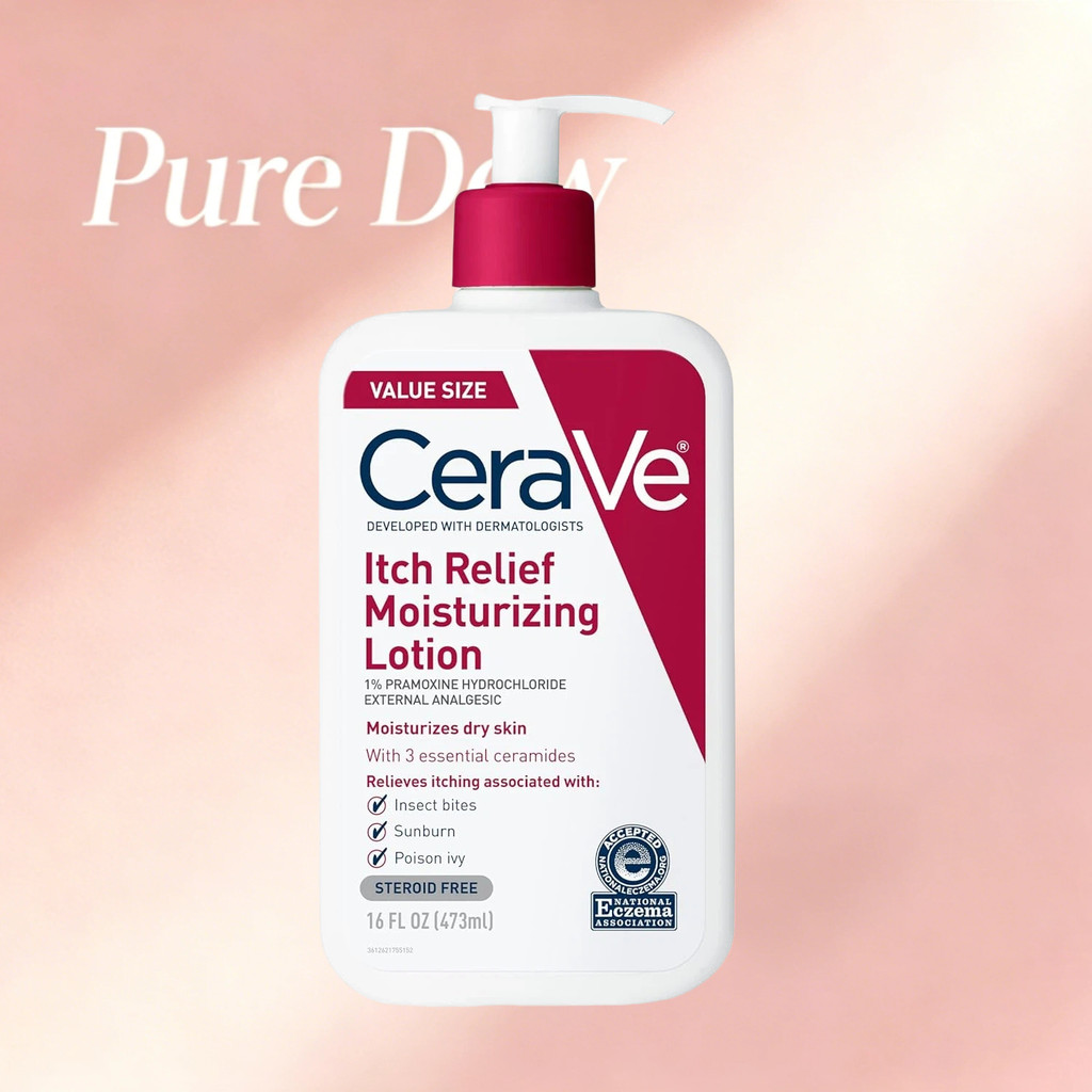 ขนาดค่า 473 มล. CeraVe Daily Itch Relief Lotion, Long Lasting Hydrating Anti Irritation Body Cream, เหมาะสําหรับทั้งครอบครัว Dry Flaky คันผิว