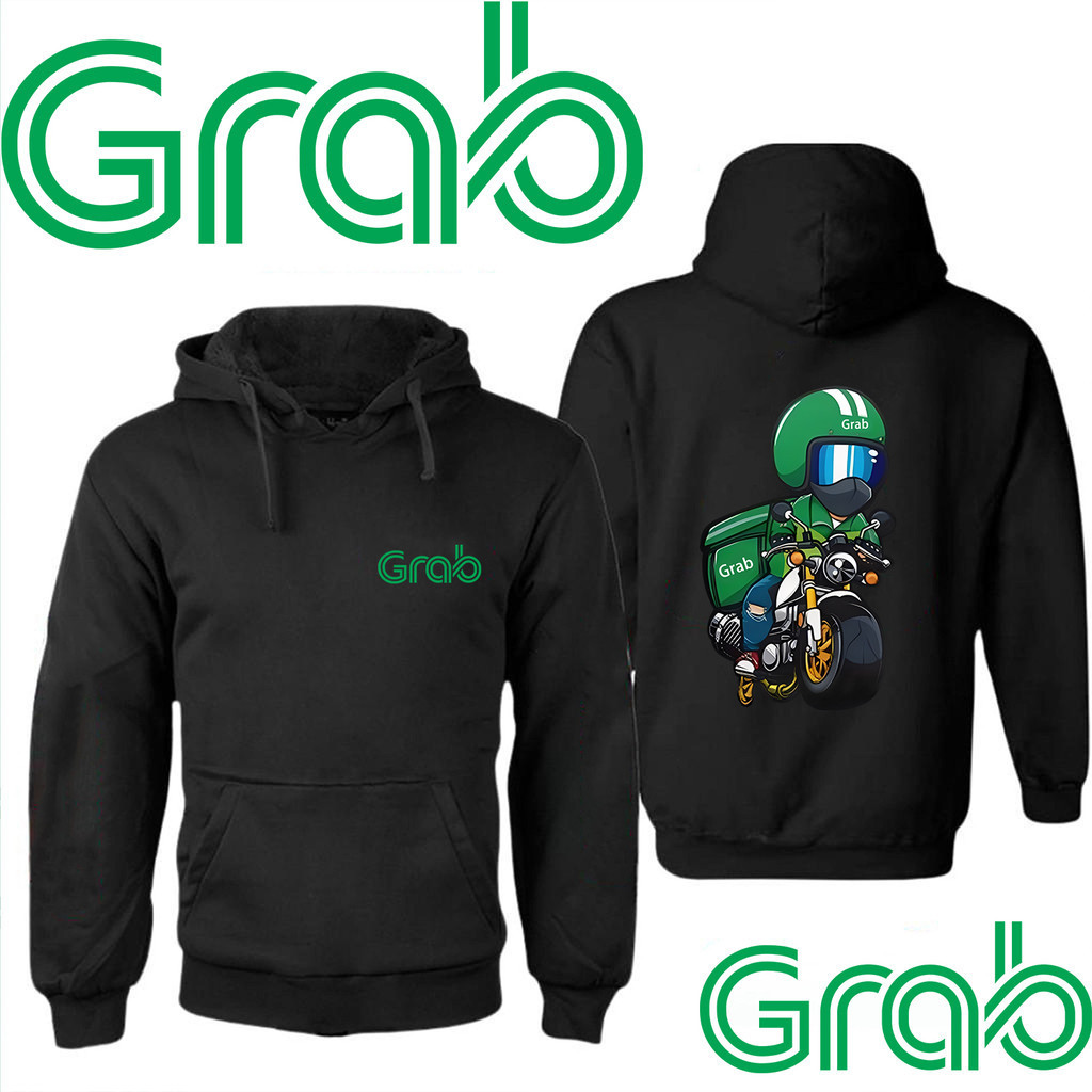 💜 【เสื้อฮู้ด】 เสื้อไรเดอร์ Grab เสื้อกันหนาว สกรีนลายตามแบบ แกร็บ ฟูด (GrabFood) M-3XL#09