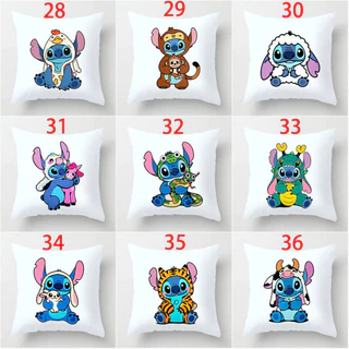 45X45 ซม.ภาพเคลื่อนไหว Lilo Stitch ด้านเดียวพิมพ์โพลีเอสเตอร์โยนหมอนรถ Cusion ตกแต่งบ้านปลอกหมอน