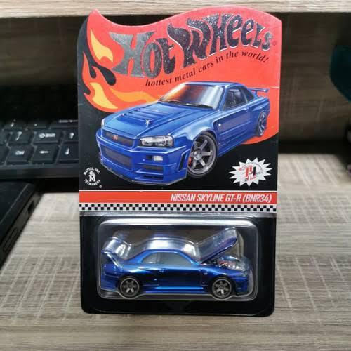 HOTWHEELS Nissan Skyline GT-R R34 สีน้ําเงิน RLC Red Line Club Hotwheel GTR