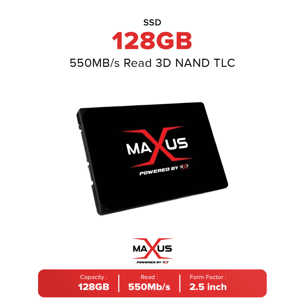 Maxus 128GB 550MB/s อ่าน 3D NAND TLC SATA III 2.5" SSD