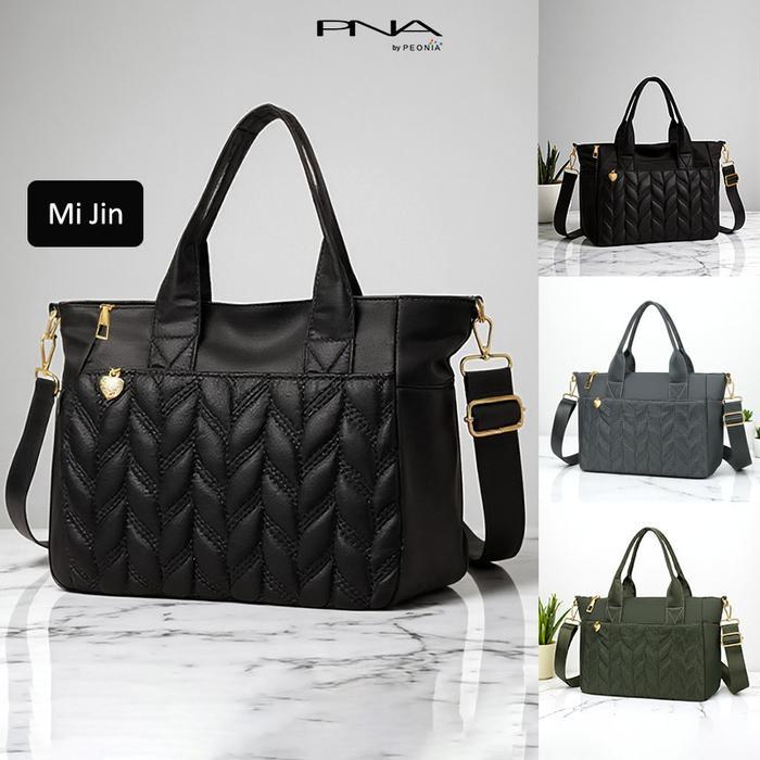 Peonia PNA MIJIN กระเป๋าโท้ทใบเล็กผู้หญิงทนน้ํากระเป๋าสะพายไหล่มีซิปทํางานในสํานักงาน