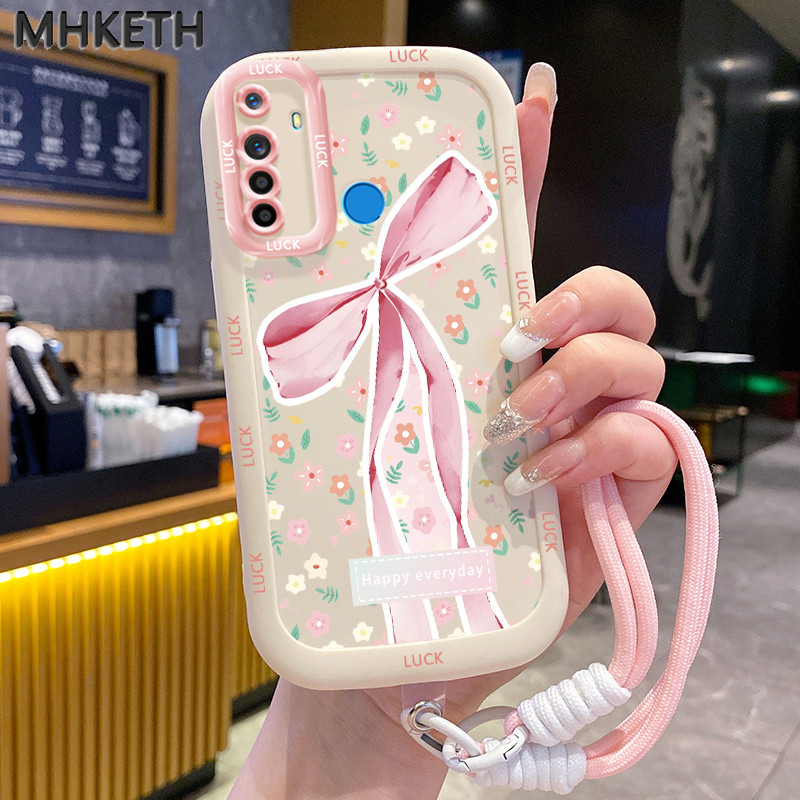 MHKETH เคสสำหรับ Realme 5 5i 5s 6i C3 C3i เคสโทรศัพท์ออกแบบเชือกแขวนโบว์แบบทันสมัย