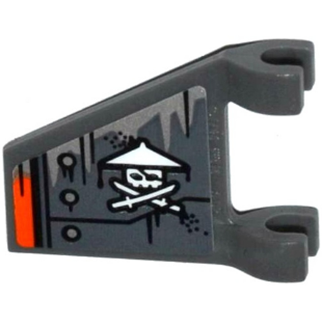 Brick2cube Part - Flag 2 x 2 Trapezoid with Armor Plates with Rivets, White Ninja Skull with Crossed