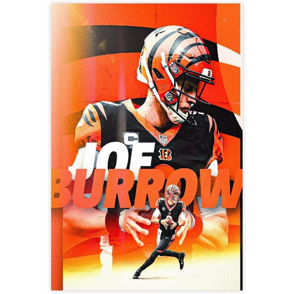 Joe Burrow โปสเตอร์ผ้าใบโปสเตอร์ Wall Art Decor พิมพ์ภาพภาพวาดสําหรับห้องนั่งเล่นตกแต่งห้องนอน Unfra