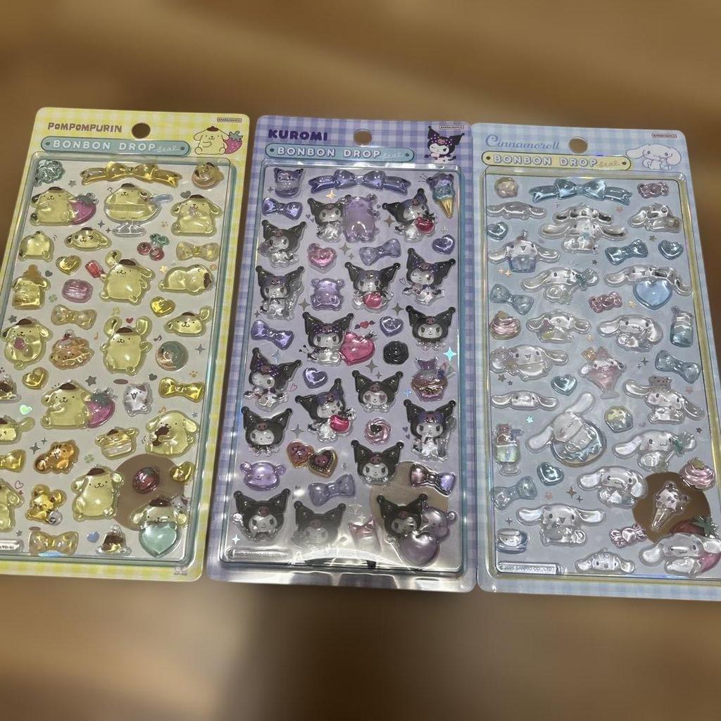 【Direct from Japan】สติ๊กเกอร์ Sanrio Bonbon Drop ของแท้: Pompompurin, Kuromi และ Cinnamoroll【Japan E