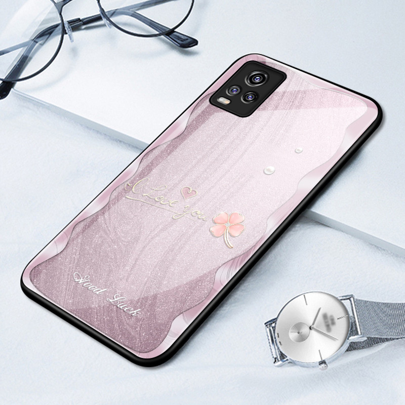 เคสสำหรับ VIVO V20 V20 SE V20 Pro เคสโทรศัพท์ใบโคลเวอร์สี่แฉกเปลือกแก้วกันกระแทก