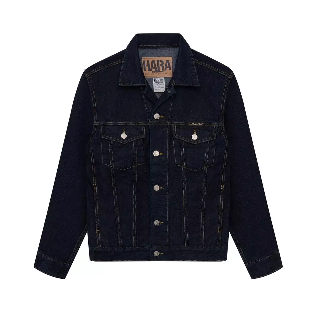 Hara HMJL-9101-02 ด้ายทอง Midnight Regular fit Jacket รุ่นใหม่ อัพเดทกระดุมเฟืองสี washed bronze ด้ายทอง