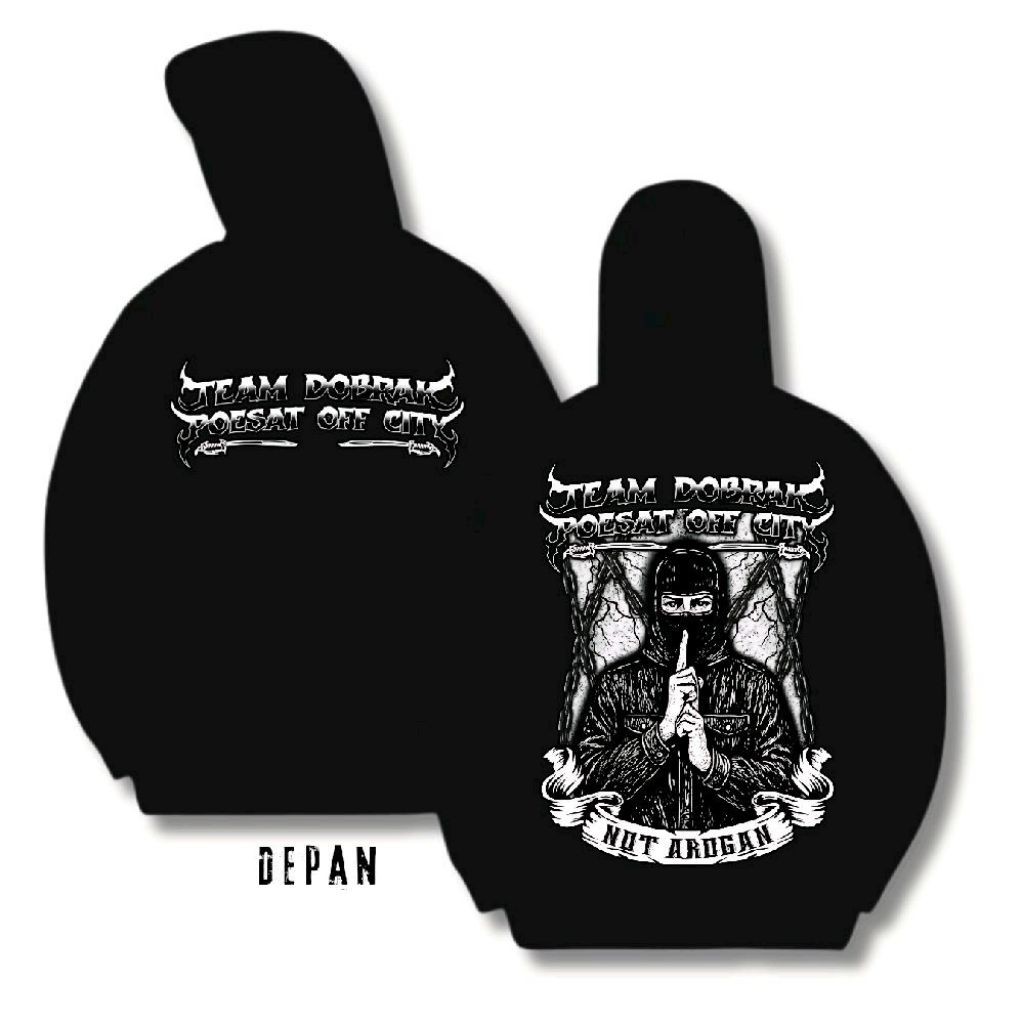 PP101 Hoodie ทีม Dobrak Pusat Of City Unisex สีดําคุณภาพดีที่สุดหนา Smooth วัสดุ