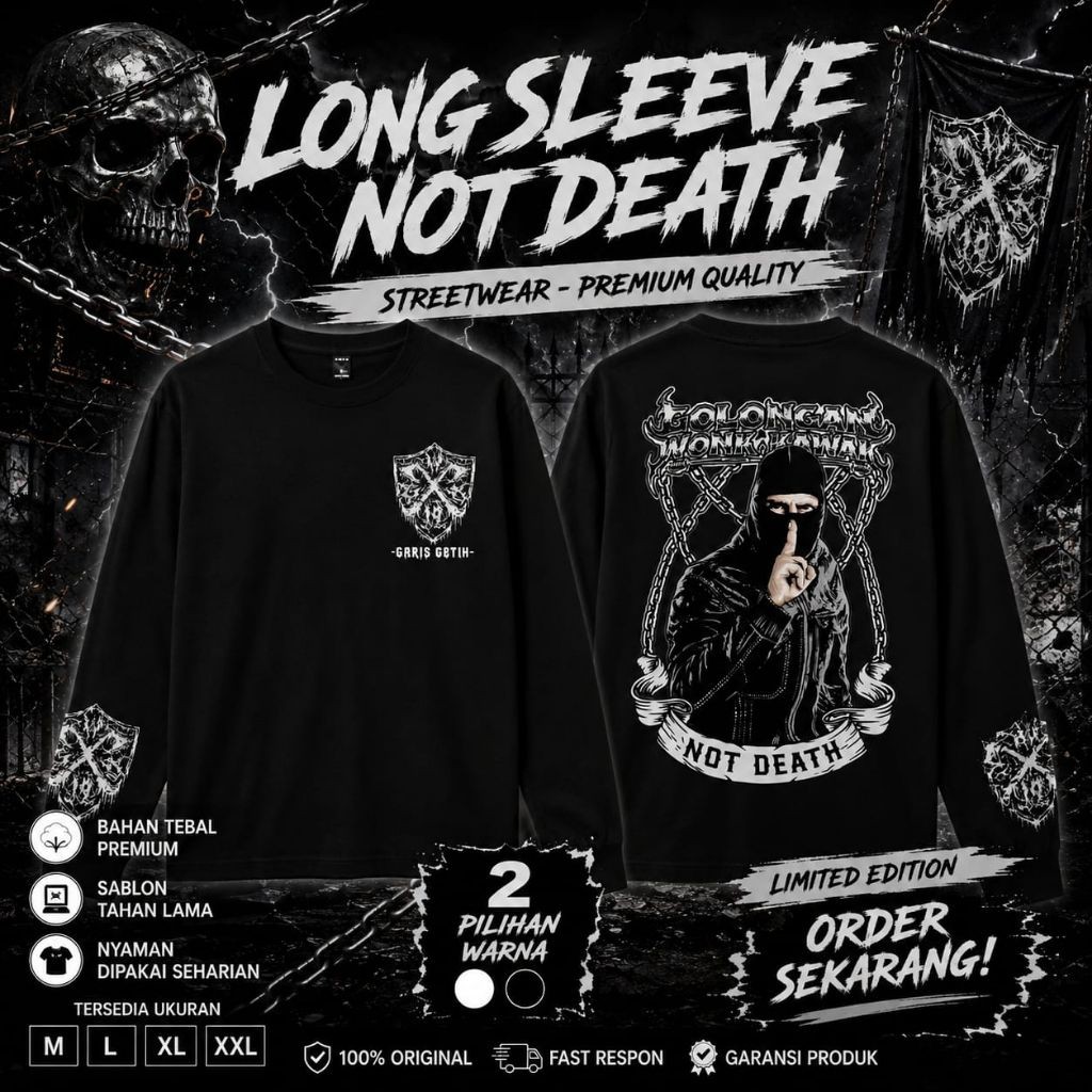 PP006 Longsleeves GWK - Group Wong Kawak สีดําและสีขาววัสดุเรียบคุณภาพดี