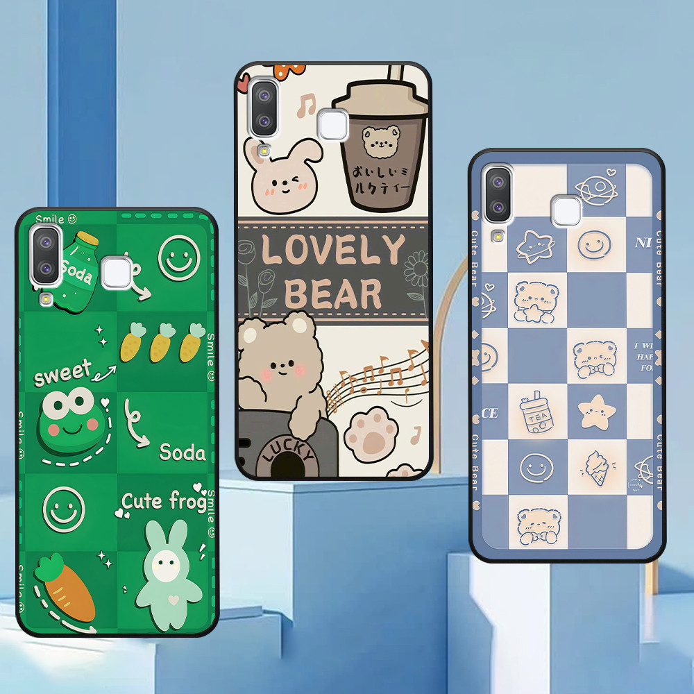 เคส Samsung A8 Star / A9 Star พิมพ์ลายหมีน่ารักและกบเขียว