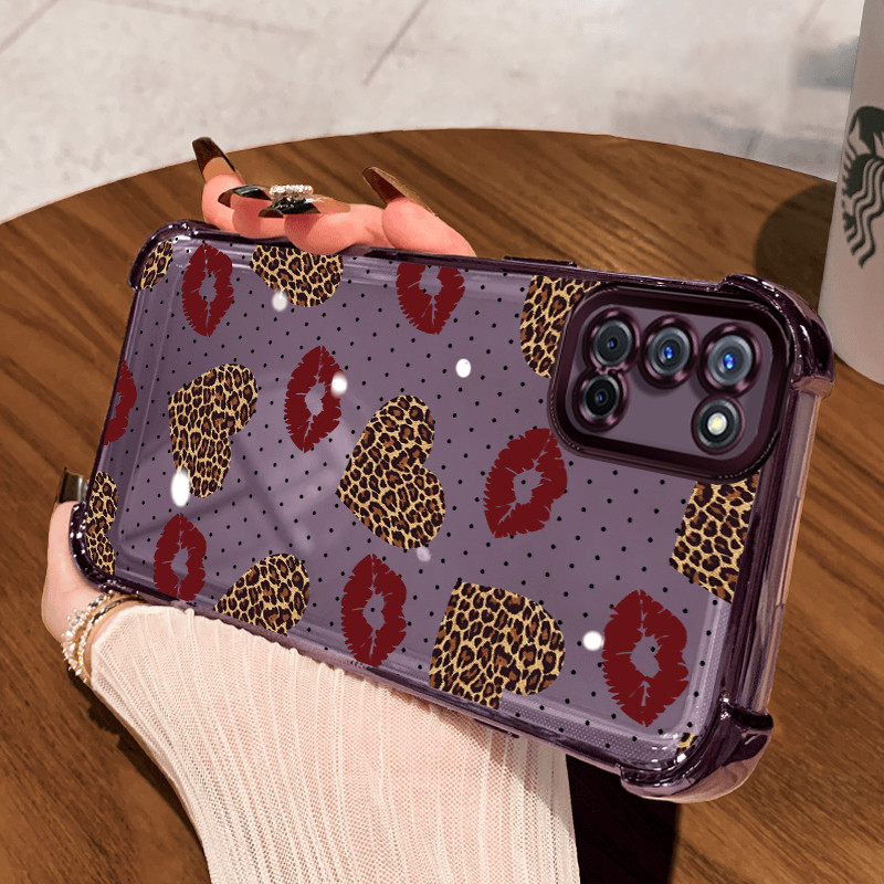 MERAH ปลอก Hp สําหรับ OPPO A72 A92 A52 กรณี Kiss Red Leopard Case Shock-Proof Cesing ถุงลมนิรภัย Kes