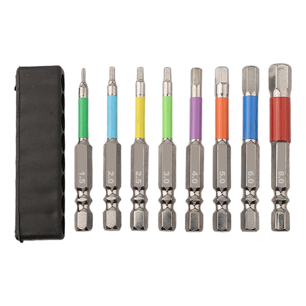 xk78 8PCS 65 มม.สีสําหรับหกเหลี่ยมหัว Hex ไขควง Bits เจาะเครื่องมือ H1.5-H8