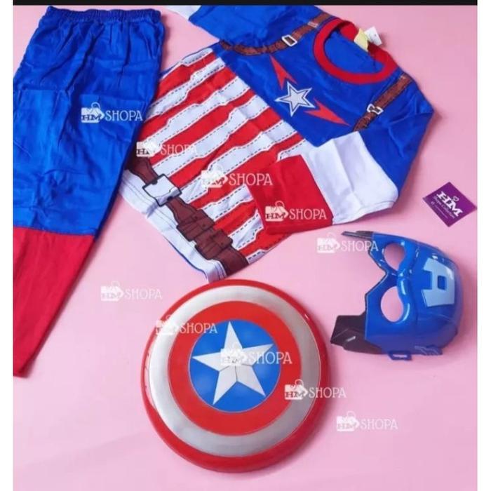 SUPERHERO KIDS COSTUME SUIT ฟรี BATMAN SPIDERMAN SUPERMAN CAPTAIN AMERICA MASK
