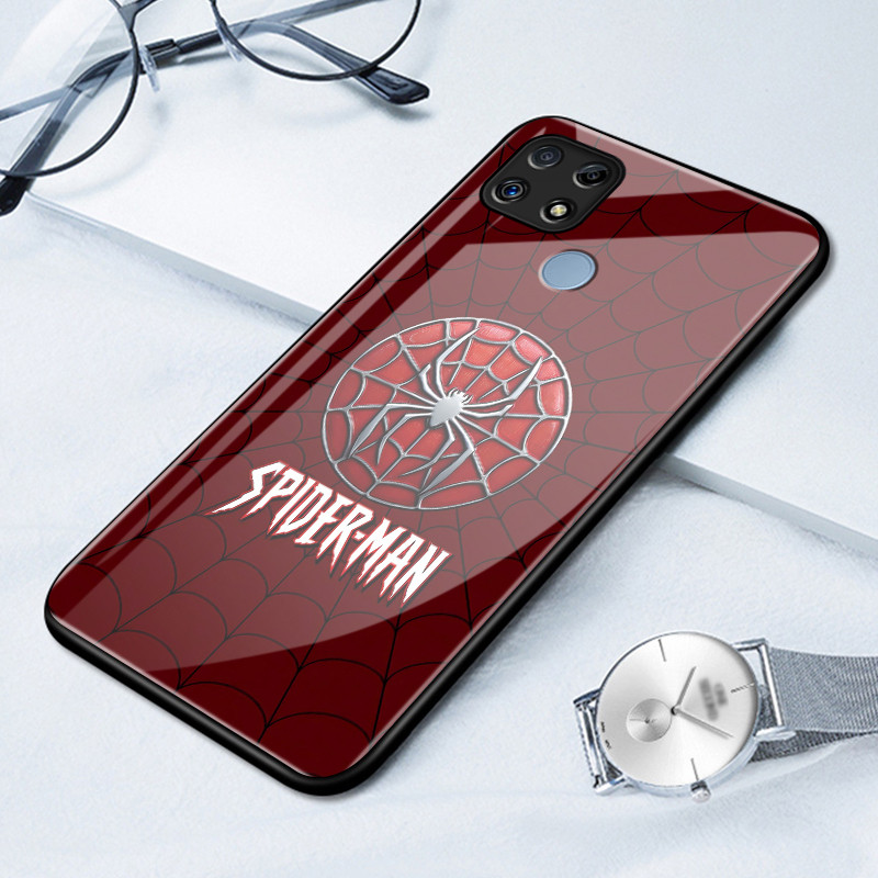 เคสสำหรับ Realme C12 C25 C25s Narzo 20 30A 50A เคสโทรศัพท์แมงมุมเปลือกแก้วกันกระแทก