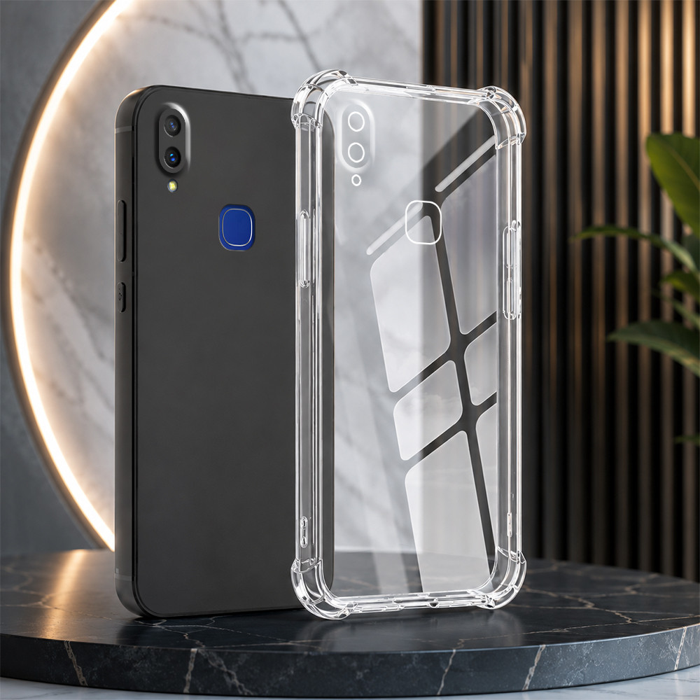 เคส tpu สีดํา Vivo V11 / V11i vs โปร่งใสยืดหยุ่นเพื่อจํากัดการตก