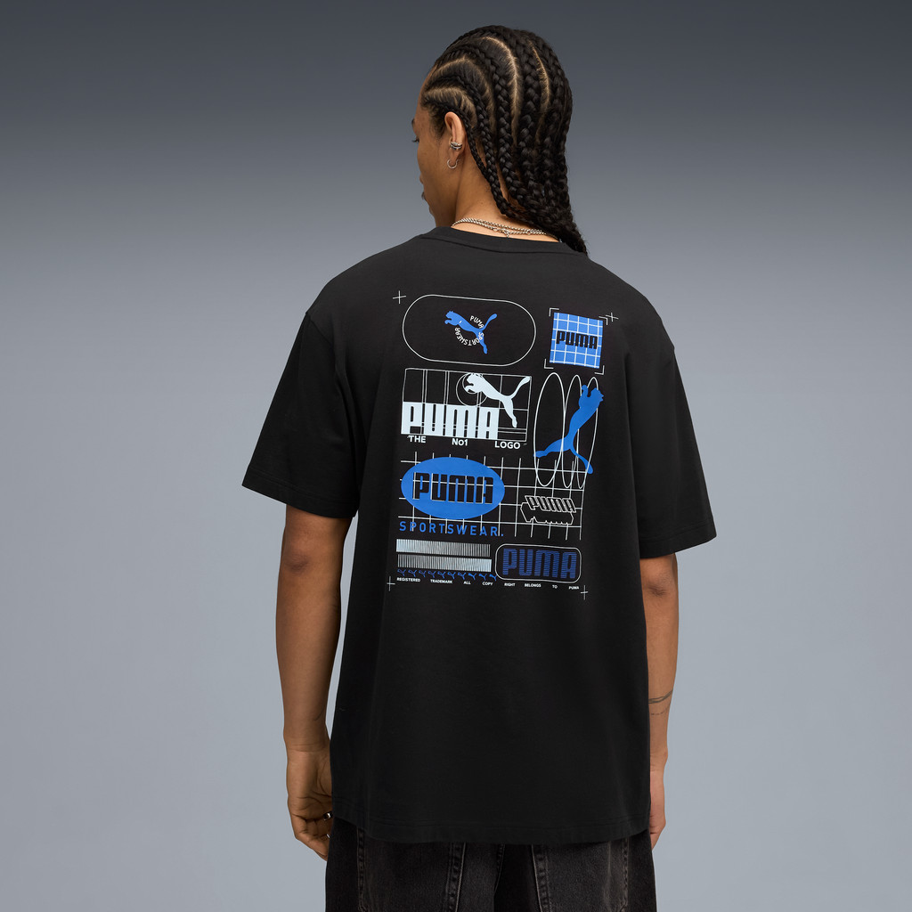PUMA Basics Graphic Grid Tee Men สีดำ - 68803901 — صورة 4