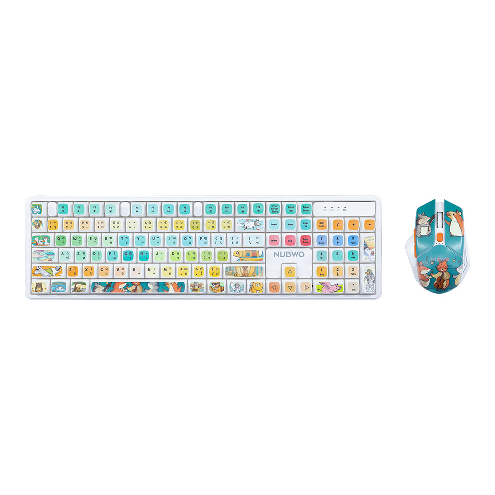 KEYBOARD & MOUSE (คีย์บอร์ดและเมาส์ไร้สาย) NUBWO NKM645 - ANIMAL CITY {}